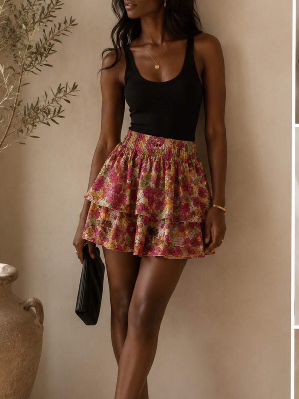 NWT Show Me Your Mumu Floral Ruffle Skirt/ Retro Garden Print